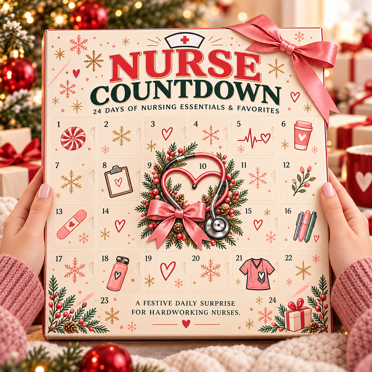 ❤️ 24-Day Advent Calendar – Heartfelt Holiday Countdown Gift for Nurses